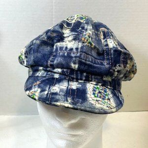 N*Y Hat & Cap Jean Patchwork Printed Fabric Cotton Cabbie Hat Cap